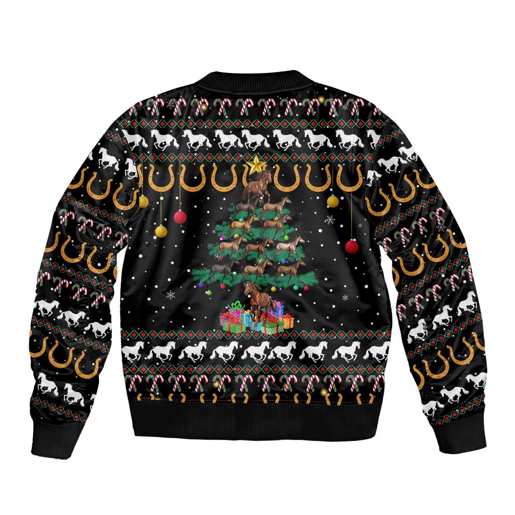 Horse Christmas Tree Christmas Design Bomber Jacket Xmas Holiday Patterns - Wonder Print Shop