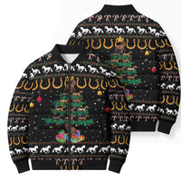Horse Christmas Tree Christmas Design Bomber Puffer Jacket Xmas Holiday Patterns - Wonder Print Shop