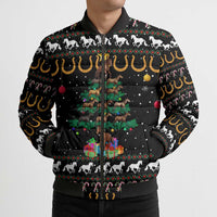 Horse Christmas Tree Christmas Design Bomber Puffer Jacket Xmas Holiday Patterns - Wonder Print Shop