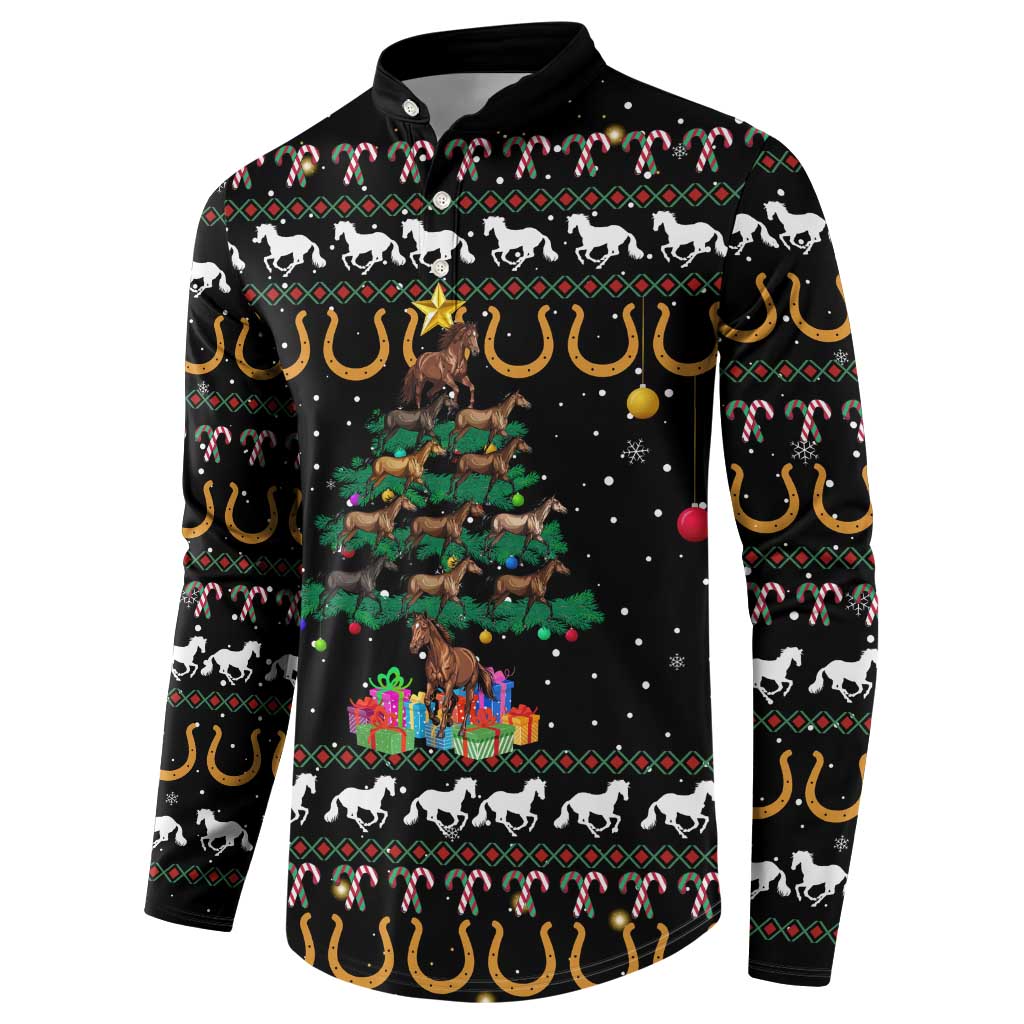 Horse Christmas Tree Christmas Design Button Sweatshirt Xmas Holiday Patterns - Wonder Print Shop