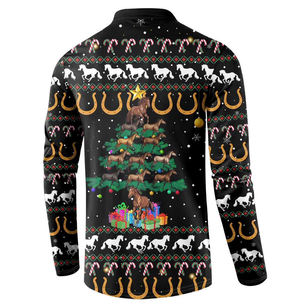 Horse Christmas Tree Christmas Design Button Sweatshirt Xmas Holiday Patterns - Wonder Print Shop