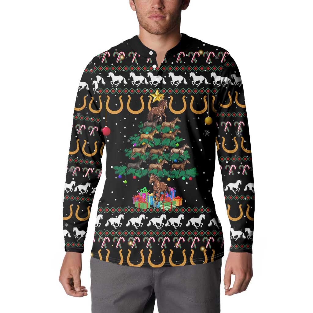 Horse Christmas Tree Christmas Design Button Sweatshirt Xmas Holiday Patterns - Wonder Print Shop