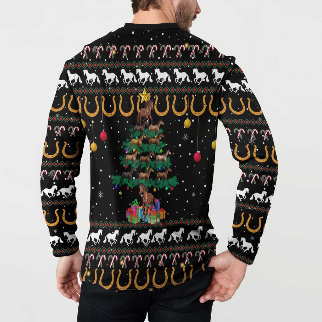 Horse Christmas Tree Christmas Design Button Sweatshirt Xmas Holiday Patterns - Wonder Print Shop