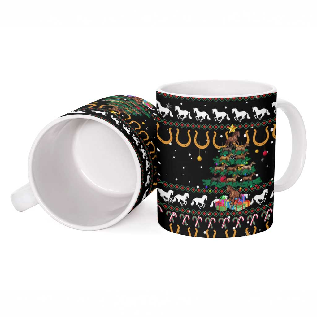 Horse Christmas Tree Christmas Design Ceramic Mug Xmas Holiday Patterns - Wonder Print Shop