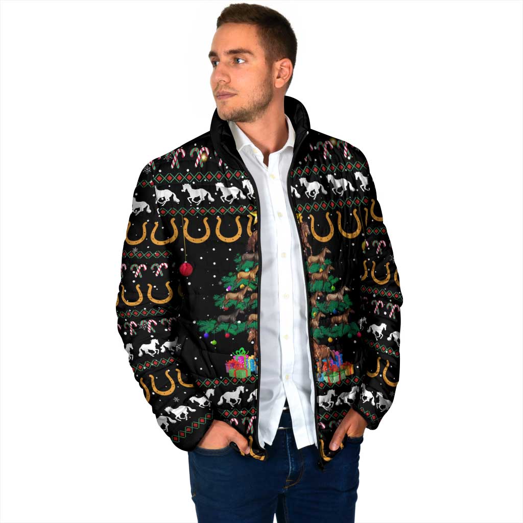 Horse Christmas Tree Christmas Design Padded Jacket Xmas Holiday Patterns - Wonder Print Shop