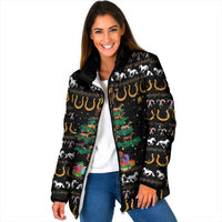 Horse Christmas Tree Christmas Design Padded Jacket Xmas Holiday Patterns - Wonder Print Shop