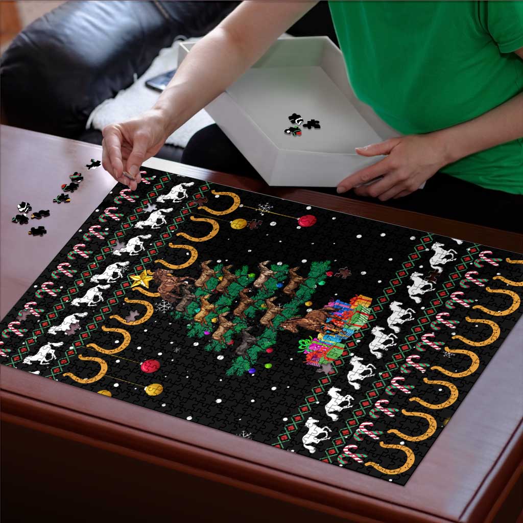Horse Christmas Tree Christmas Design Puzzle Xmas Holiday Patterns - Wonder Print Shop