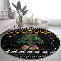 Horse Christmas Tree Christmas Design Round Carpet Xmas Holiday Patterns - Wonder Print Shop