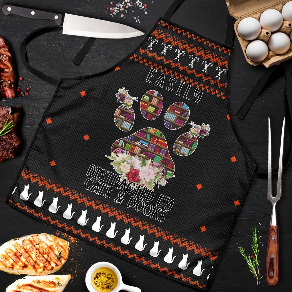 Cat And Books Christmas Apron Xmas Holiday Patterns - Wonder Print Shop