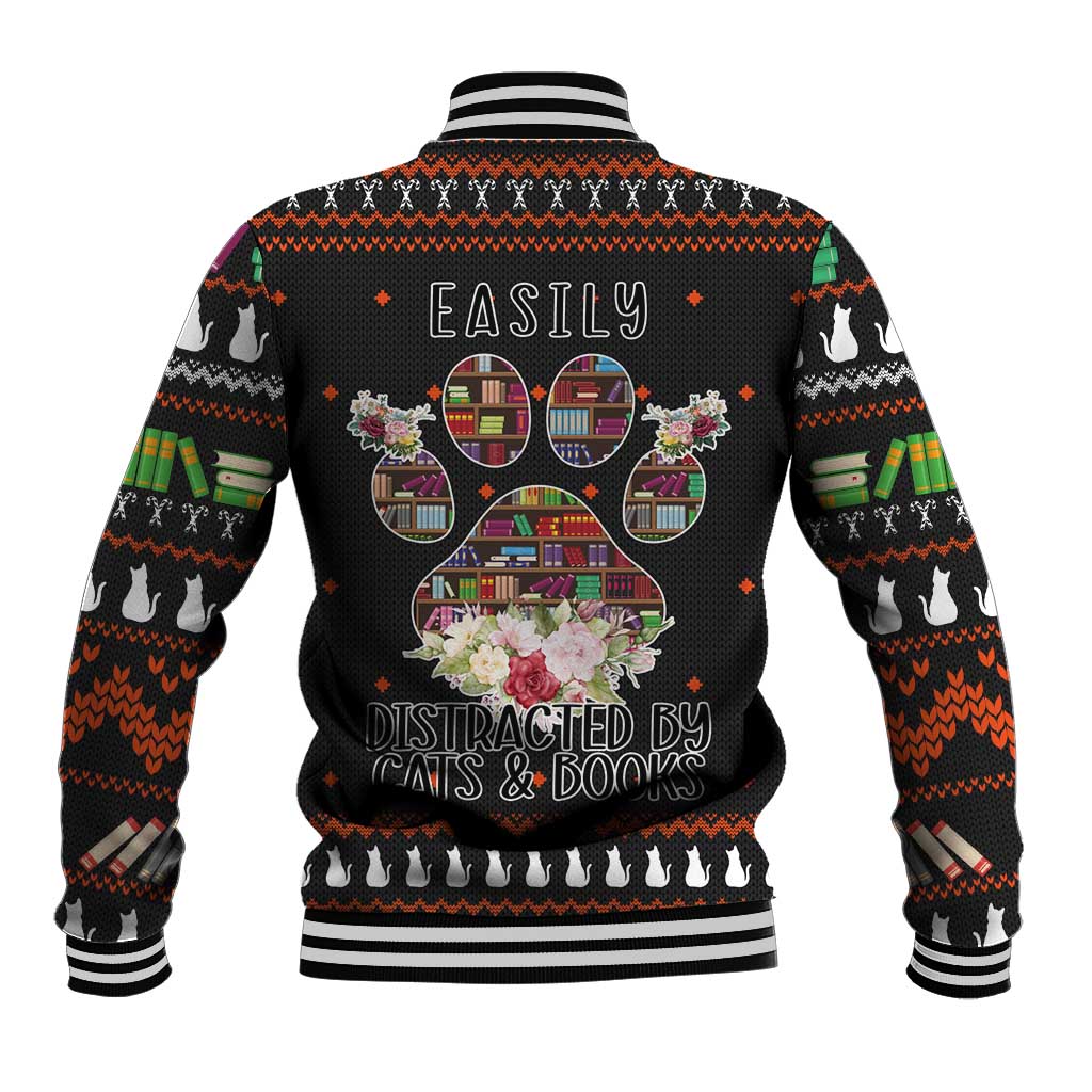 Cat And Books Christmas Baseball Jacket Xmas Holiday Patterns - Wonder Print Shop