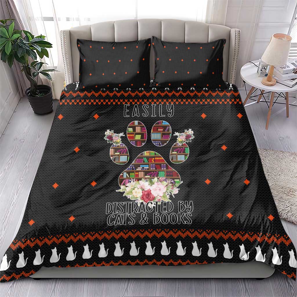 Cat And Books Christmas Bedding Set Xmas Holiday Patterns - Wonder Print Shop