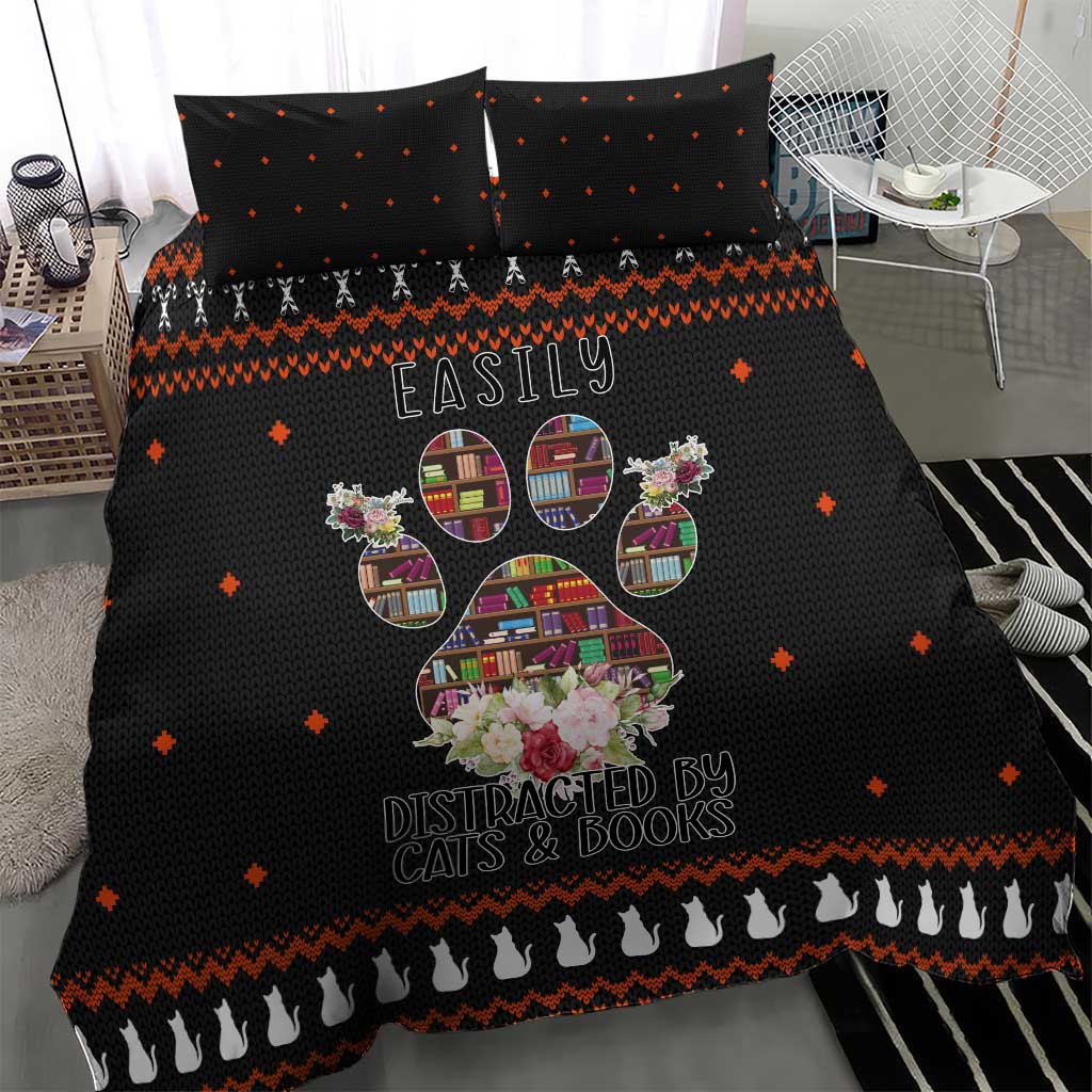 Cat And Books Christmas Bedding Set Xmas Holiday Patterns - Wonder Print Shop