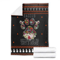 Cat And Books Christmas Blanket Xmas Holiday Patterns - Wonder Print Shop
