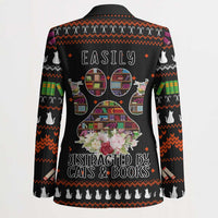 Cat And Books Christmas Blazer Xmas Holiday Patterns - Wonder Print Shop