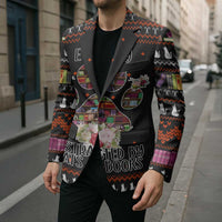 Cat And Books Christmas Blazer Xmas Holiday Patterns - Wonder Print Shop
