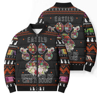Cat And Books Christmas Bomber Puffer Jacket Xmas Holiday Patterns - Wonder Print Shop