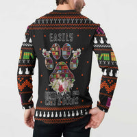 Cat And Books Christmas Button Sweatshirt Xmas Holiday Patterns - Wonder Print Shop