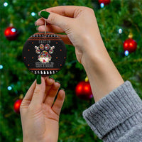 Cat And Books Christmas Ceramic Ornament Xmas Holiday Patterns - Wonder Print Shop