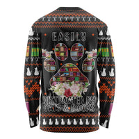 Cat And Books Christmas Long Sleeve Shirt Xmas Holiday Patterns - Wonder Print Shop