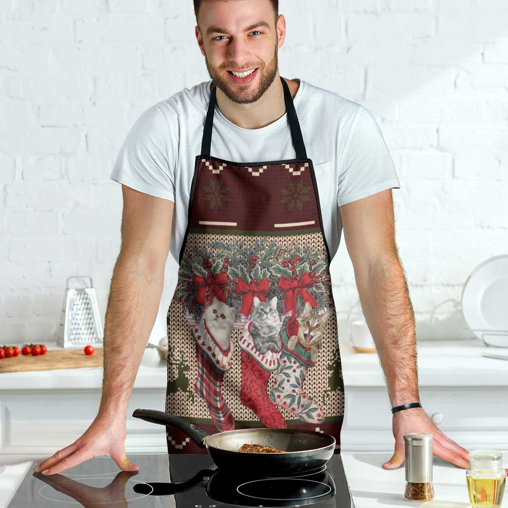 Cat And Sock Christmas Apron Xmas Holiday Patterns - Wonder Print Shop