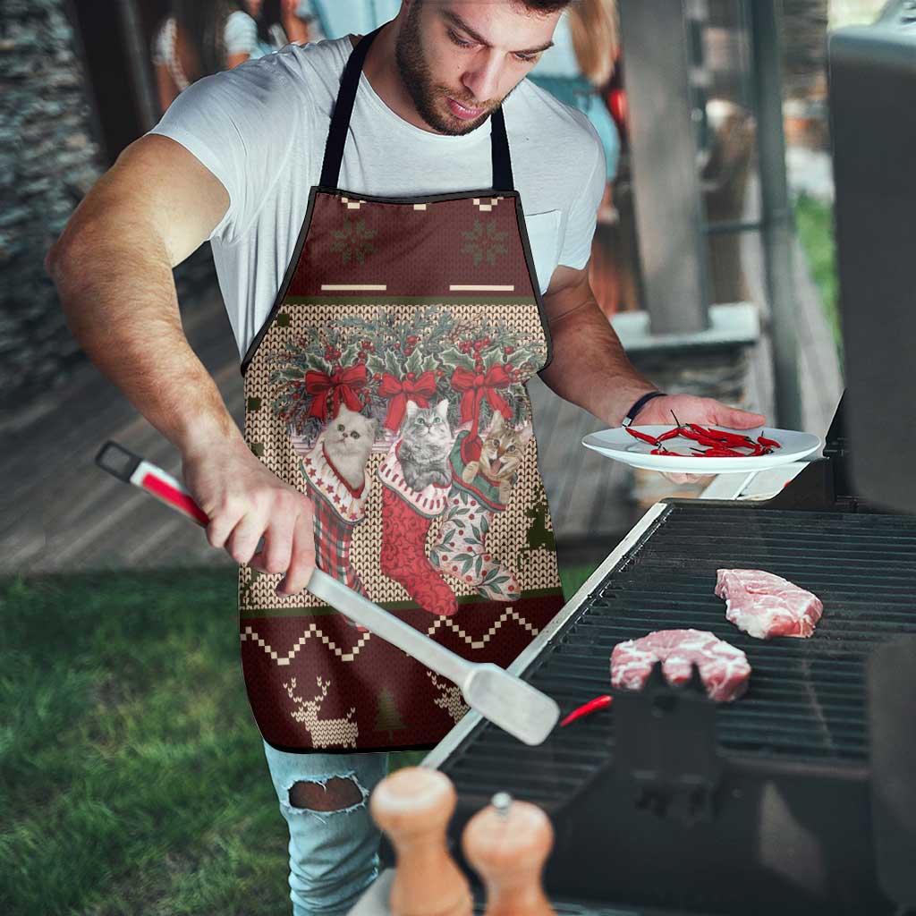 Cat And Sock Christmas Apron Xmas Holiday Patterns - Wonder Print Shop