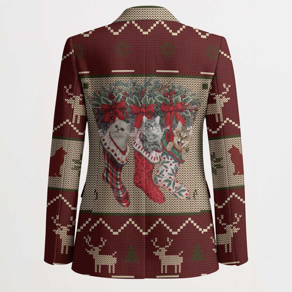 Cat And Sock Christmas Blazer Xmas Holiday Patterns - Wonder Print Shop
