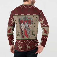 Cat And Sock Christmas Button Sweatshirt Xmas Holiday Patterns - Wonder Print Shop