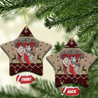 Cat And Sock Christmas Ceramic Ornament Xmas Holiday Patterns - Wonder Print Shop