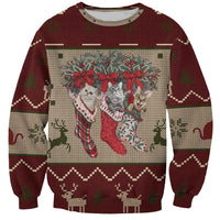 Cat And Sock Christmas Sweatshirt Xmas Holiday Patterns - Wonder Print Shop