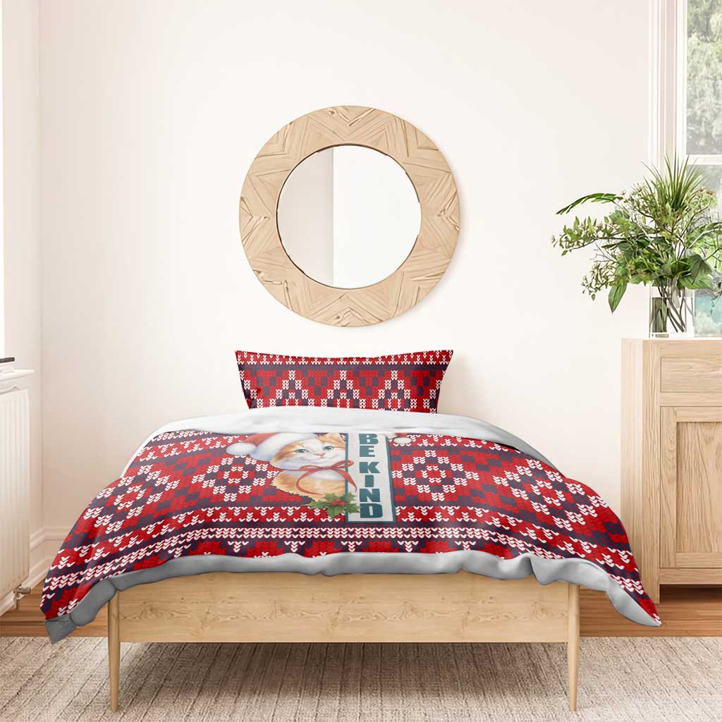 Cat Be Kind Christmas Bedding Set Xmas Holiday Patterns - Wonder Print Shop