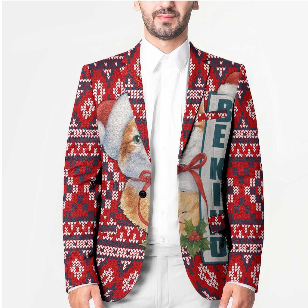Cat Be Kind Christmas Blazer Xmas Holiday Patterns - Wonder Print Shop