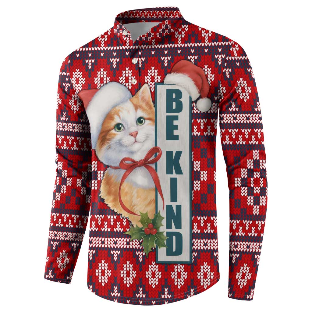 Cat Be Kind Christmas Button Sweatshirt Xmas Holiday Patterns - Wonder Print Shop