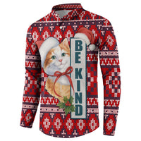 Cat Be Kind Christmas Button Sweatshirt Xmas Holiday Patterns - Wonder Print Shop