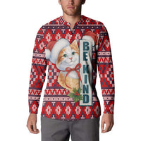 Cat Be Kind Christmas Button Sweatshirt Xmas Holiday Patterns - Wonder Print Shop