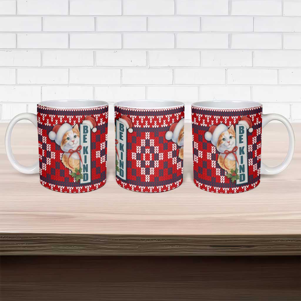 Cat Be Kind Christmas Ceramic Mug Xmas Holiday Patterns - Wonder Print Shop
