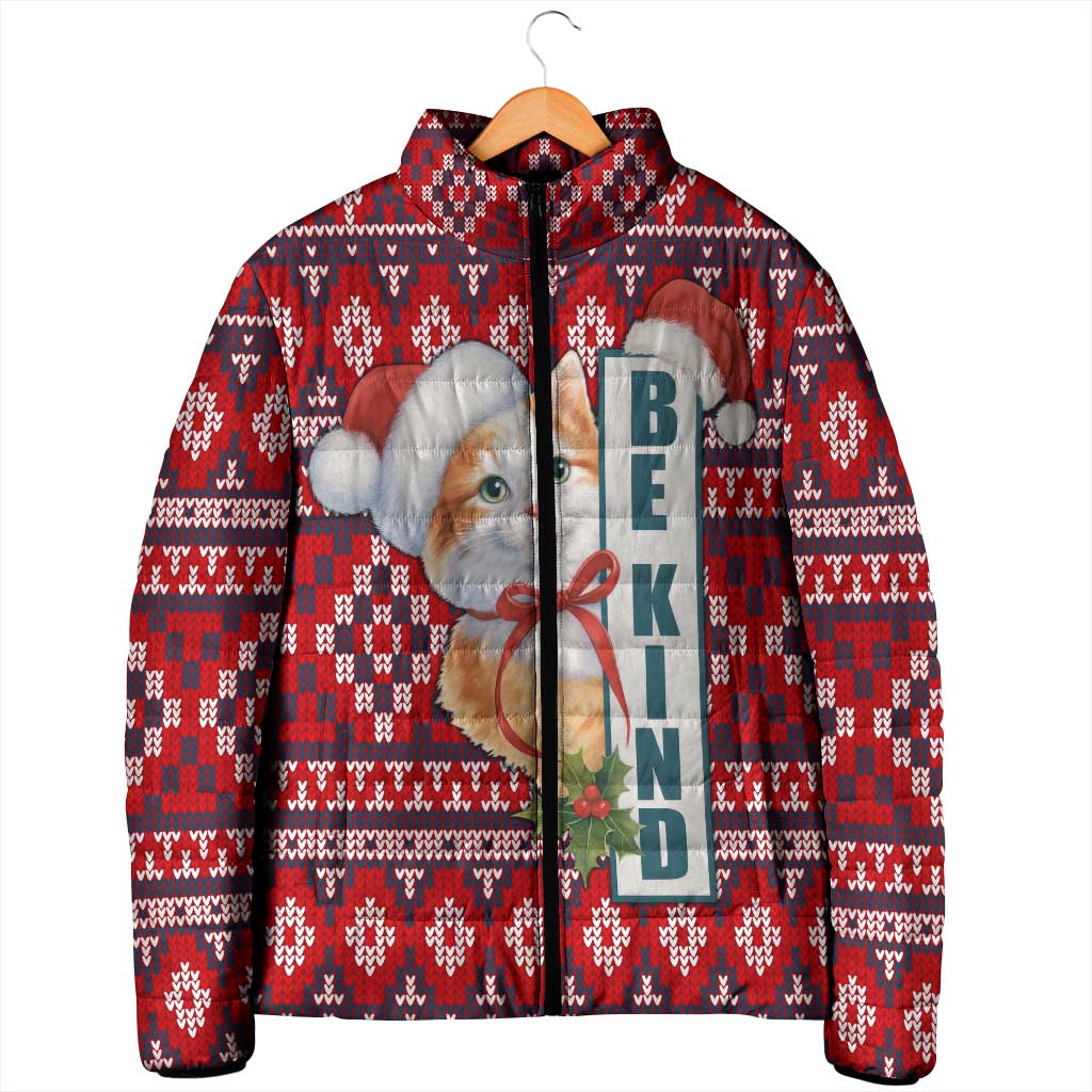 Cat Be Kind Christmas Padded Jacket Xmas Holiday Patterns - Wonder Print Shop