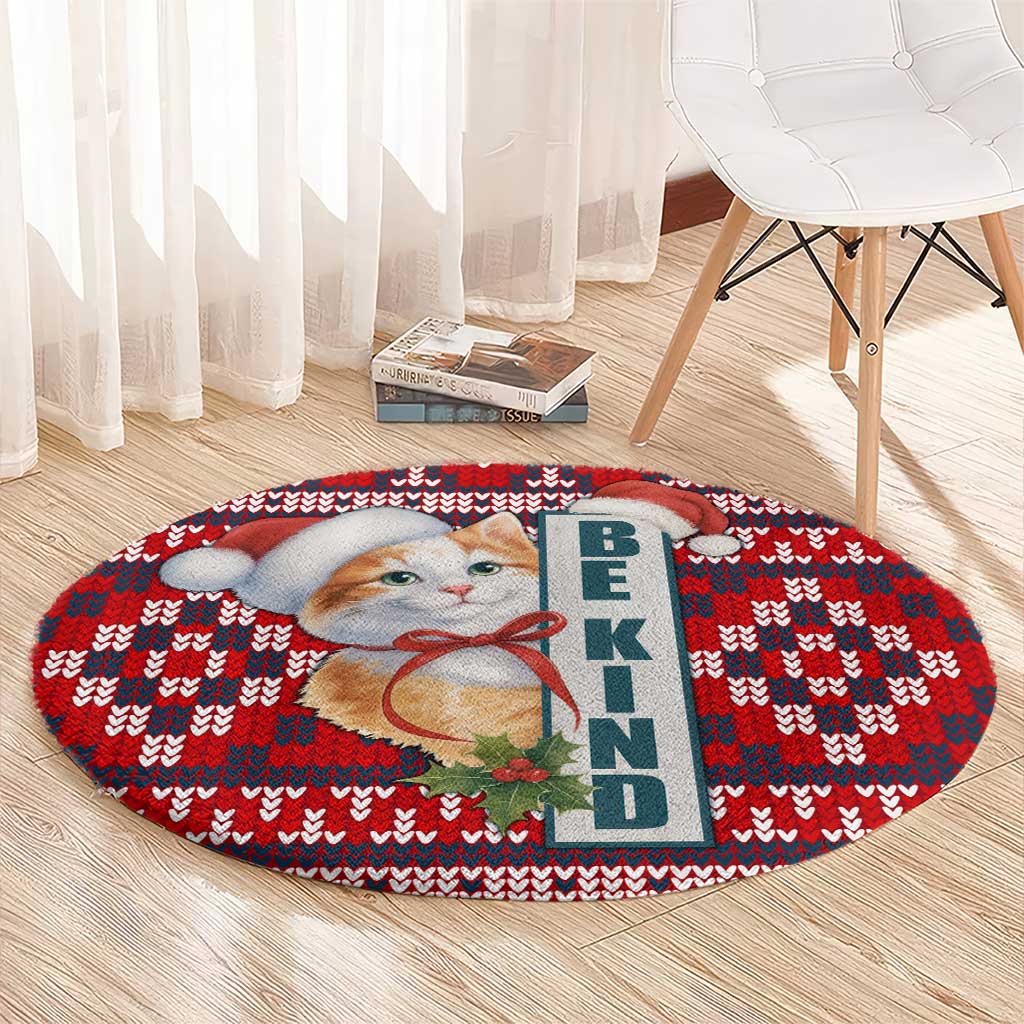 Cat Be Kind Christmas Round Carpet Xmas Holiday Patterns - Wonder Print Shop