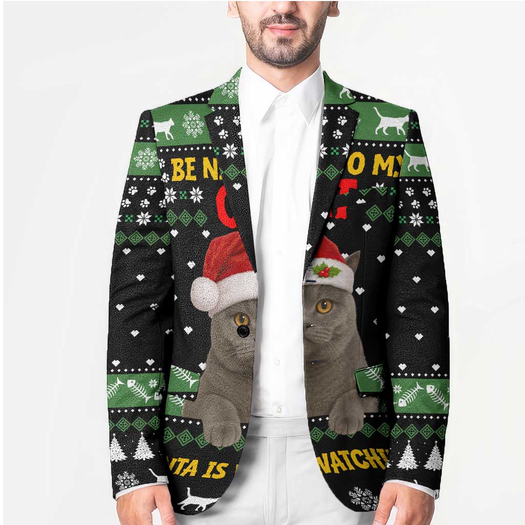 Cat Be Nice Christmas Blazer Xmas Holiday Patterns - Wonder Print Shop