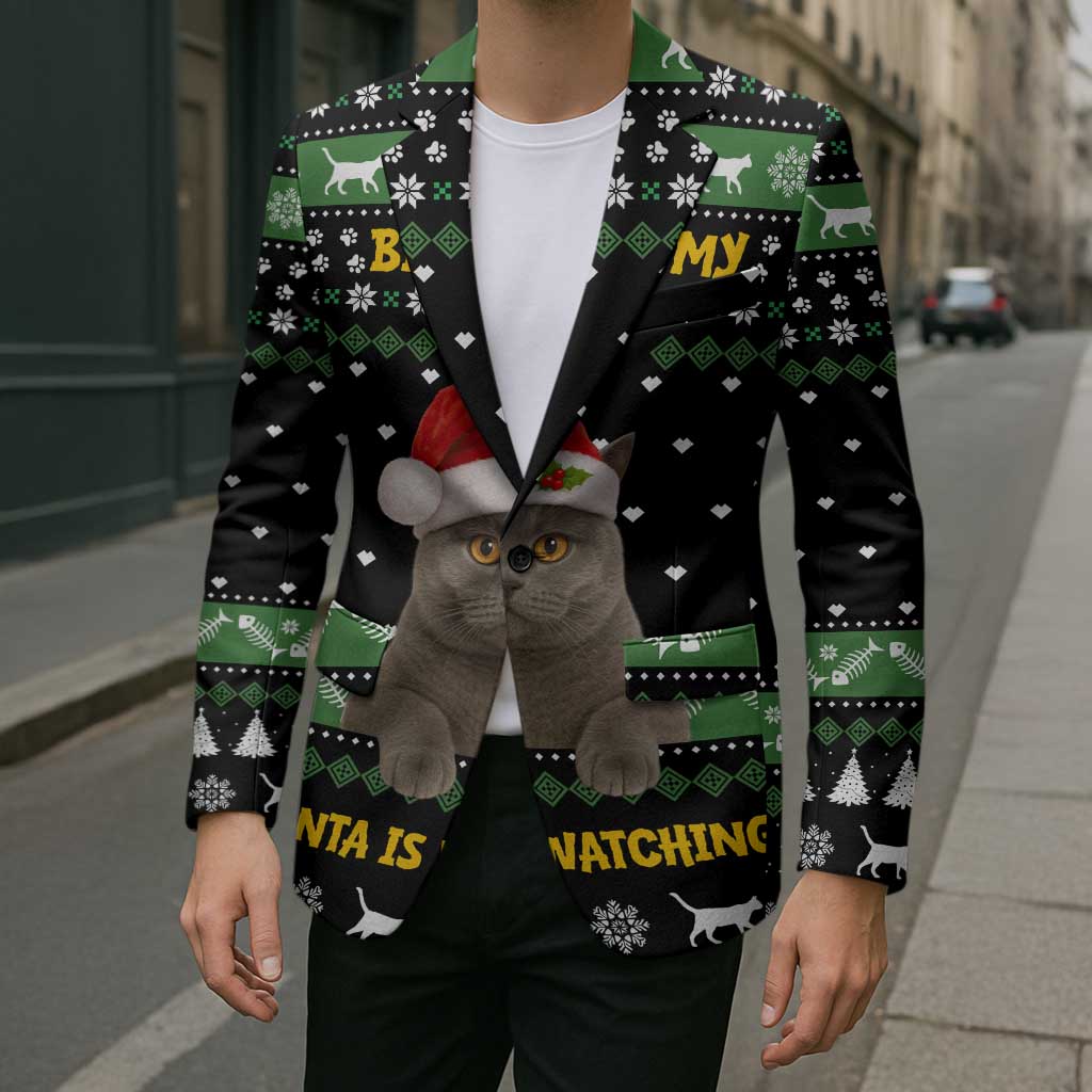 Cat Be Nice Christmas Blazer Xmas Holiday Patterns - Wonder Print Shop