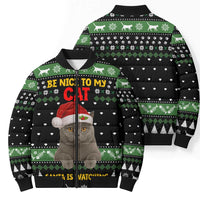 Cat Be Nice Christmas Bomber Puffer Jacket Xmas Holiday Patterns - Wonder Print Shop