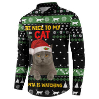 Cat Be Nice Christmas Button Sweatshirt Xmas Holiday Patterns - Wonder Print Shop