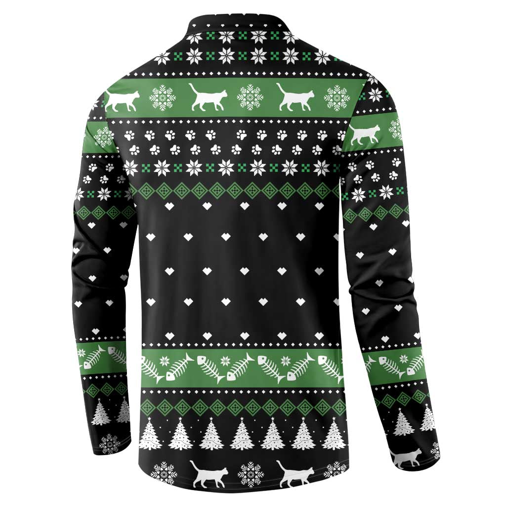 Cat Be Nice Christmas Button Sweatshirt Xmas Holiday Patterns - Wonder Print Shop