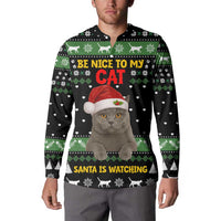 Cat Be Nice Christmas Button Sweatshirt Xmas Holiday Patterns - Wonder Print Shop