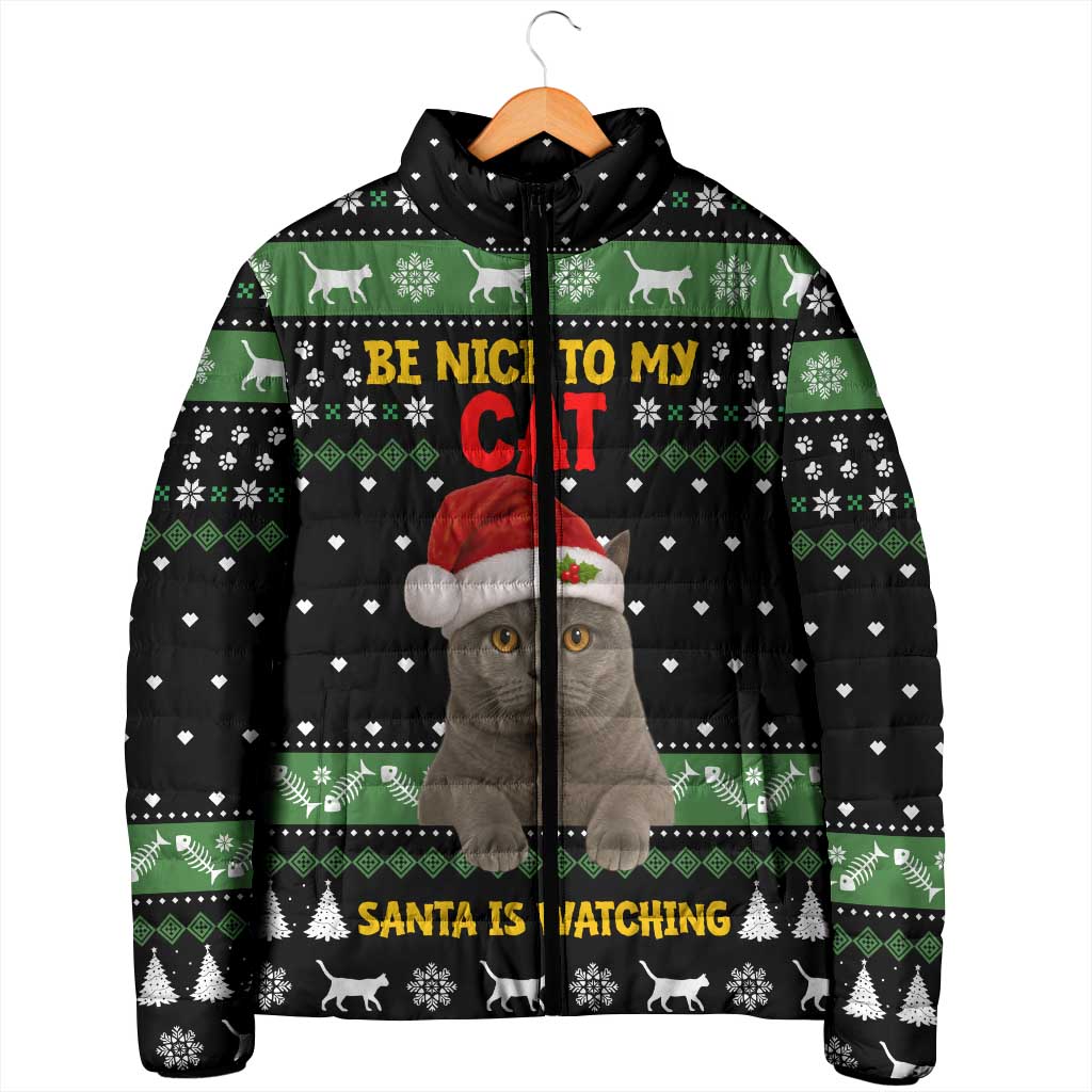 Cat Be Nice Christmas Padded Jacket Xmas Holiday Patterns - Wonder Print Shop