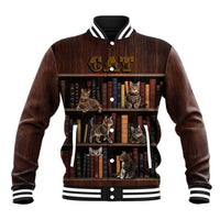 Cat Bookcase Christmas Baseball Jacket Xmas Holiday Patterns - Wonder Print Shop