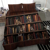 Cat Bookcase Christmas Bedding Set Xmas Holiday Patterns - Wonder Print Shop