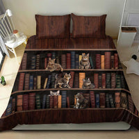 Cat Bookcase Christmas Bedding Set Xmas Holiday Patterns - Wonder Print Shop