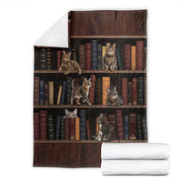Cat Bookcase Christmas Blanket Xmas Holiday Patterns - Wonder Print Shop