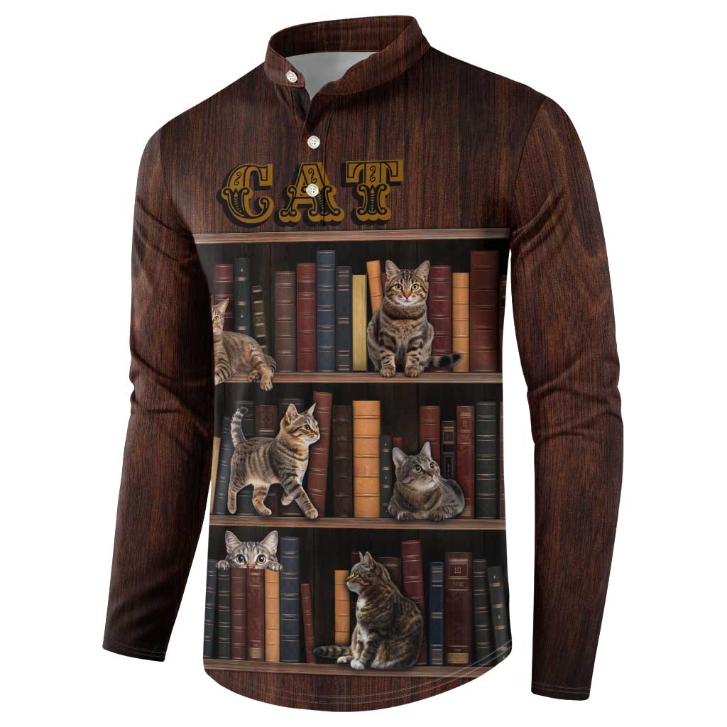 Cat Bookcase Christmas Button Sweatshirt Xmas Holiday Patterns - Wonder Print Shop