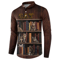 Cat Bookcase Christmas Button Sweatshirt Xmas Holiday Patterns - Wonder Print Shop